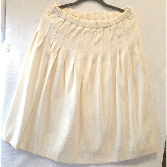 Cream Jacuard Midi Skirt Vintage Susan Bristol 28" waist Church Modest Granycore - Picture 1 of 9